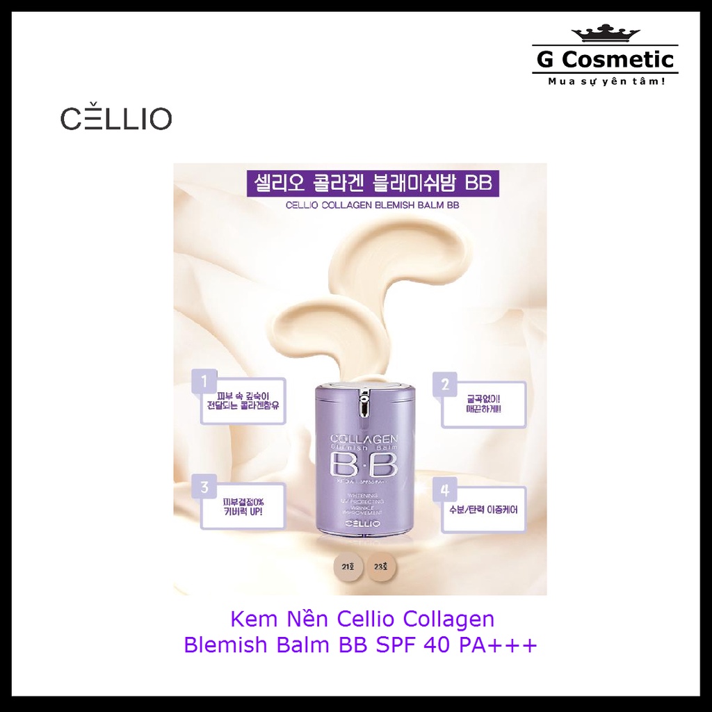 Kem nền Cellio Collagen Blemish Balm B.B 40ml
