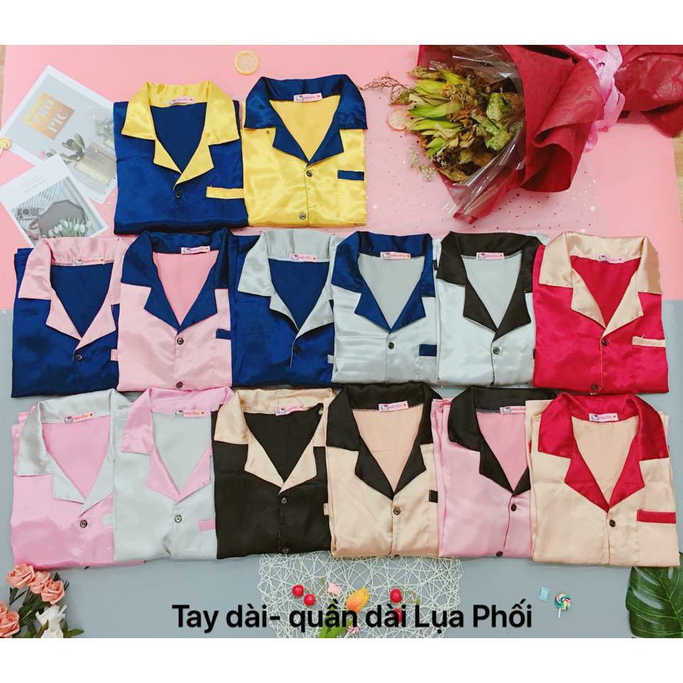 Set  Đồ Bộ Pizama Nữ Mặc Nhà Phi Lụa Cao Cấp Đơn Giản Tinh Tế Form QC Cực Đẹp Kèm Hình Thật Tự Chụp