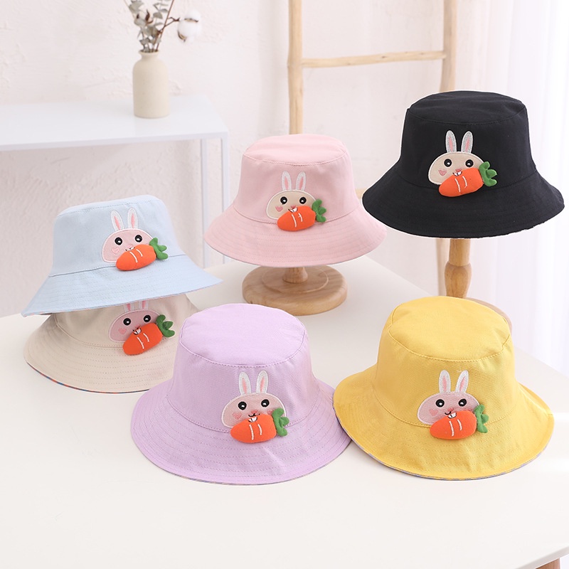 Nón Tai Bèo Che Nắng In Họa Tiết Cà Rốt Hoạt Hình Ba Chiều Thời Trang Xuân Thu Cho Bé