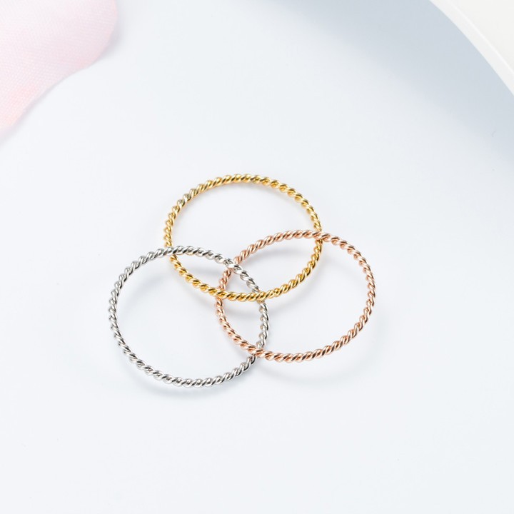 Nhẫn Xoắn 3 Màu Lồng Nhau Titan Không Đen TT 1409