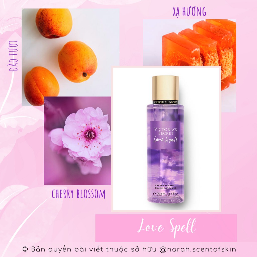 [Bill Mỹ] Xịt Toàn Thân Body mist Victoria Secret hương Love Spell Chính Hãng size 250mL