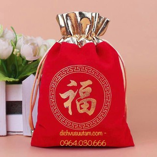Túi gấm đỏ chữ Phúc phong thủy