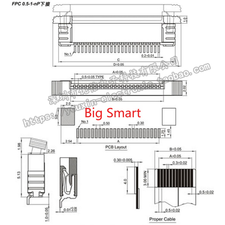 Bộ 10 Đầu Nối FFC 0.5MM Type 4P 6P 8P 10P 12P 14P 16P 18P 20P 24P 26-40P