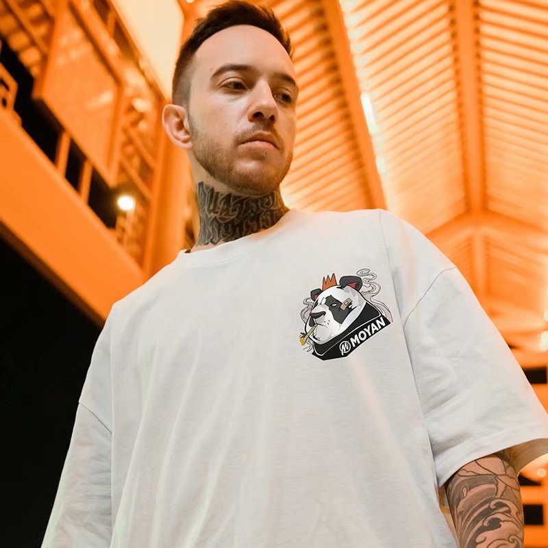 Áo thun ngắn tay dáng rộng in hoạt hình gấu trúc kiểu Hàn Quốc thời trang mùa hè dành cho nam và nữ M-8Xl