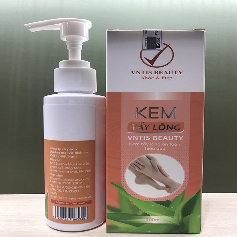 Kem tẩy lông VNTIS BEAUTY chính hãng kết hợp từ nguyên liệu hữu cơ mỡ chăn và tinh chất là trầu không an toàn cho da