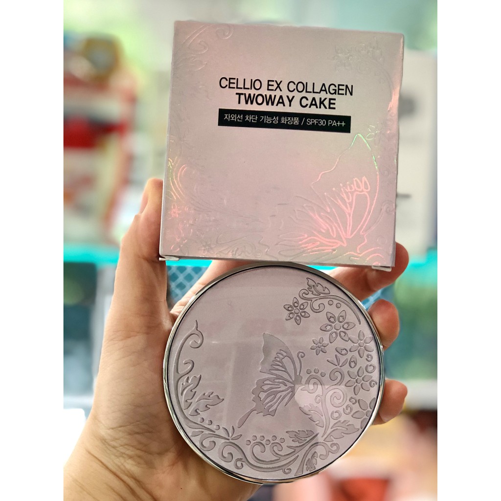 PHẤN PHỦ CELLIO EX COLLAGEN TWOWAY CAKE CHỐNG NẮNG SPF30 PA++(TẶNG KÈM LÕI)