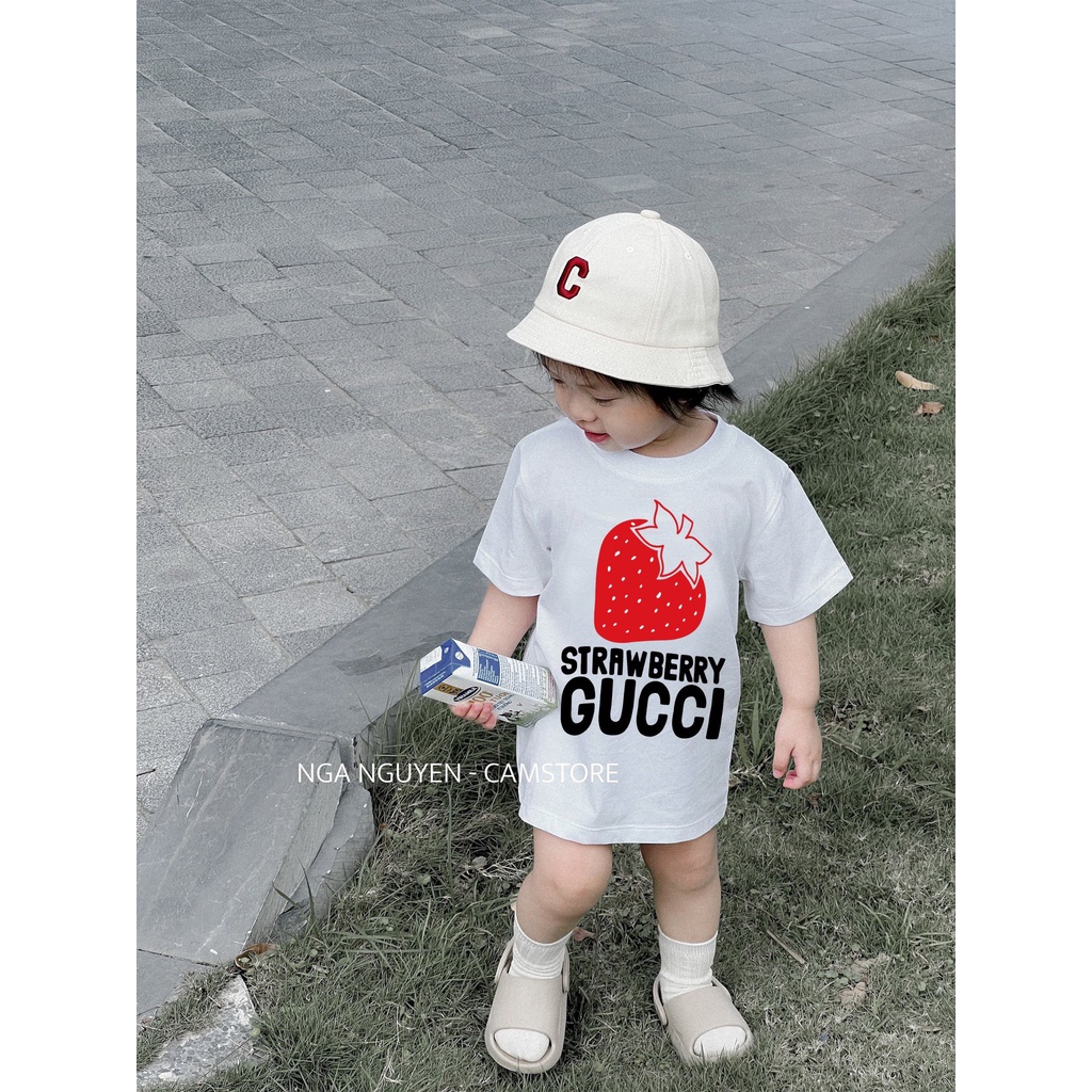 Áo thun cucccccc chi strawberry cho bé , áo phông cotton trẻ em unisex ,Kid_genZ