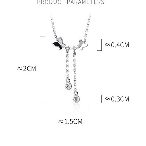 Vòng cổ nữ đính đá bạc ý s925 thiết kế đơn giản mặt dây chuyền hình bướm kiểu dáng dài mảnh mai DB2512-Bảo ngọc Jewelry