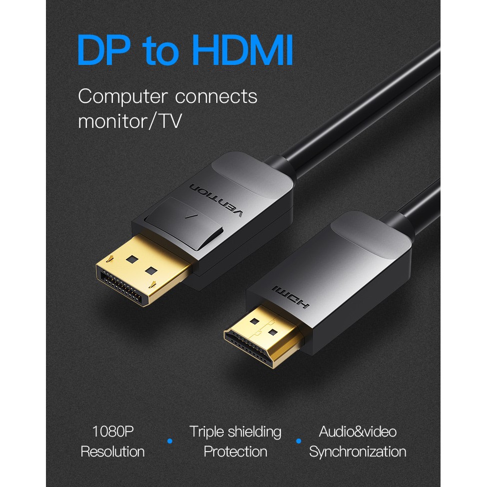 Dây cáp nối 2 đầu Vention DP 1080P tới hiển thị HDMI