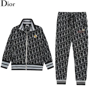Bộ Áo Cotton Thêu Chữ Dior Phối Quần Dài Cá Tính Cho Nam Và Nữ