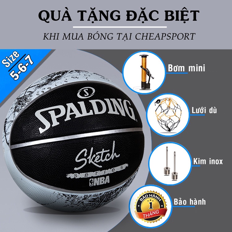 Bóng Rổ Spalding NBA Size Số 7,Banh Bóng Rổ Cao Su GRAFFITI SKETCH Tiêu Chuẩn Thi Đấu