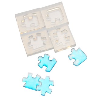 Set 4 khuôn silicon làm trang sức thủ công hình mảnh ghép xếp hình độc đáo
