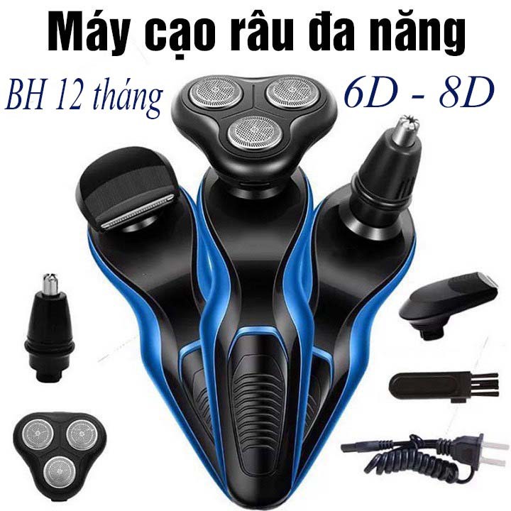 Máy cạo râu đa chức năng Shaver 8D 3in1- 3 lưỡi kép, cạo sát sạch êm, chống nước ,Cắt Tóc Cạo Râu Tỉa Lông Mũi