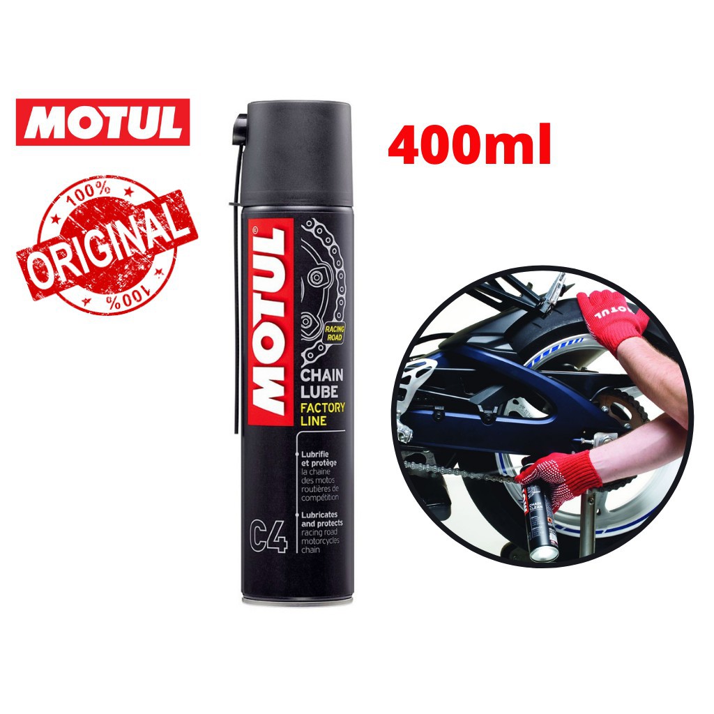 Xịt dưỡng sên Motul C4 400ml - Dưỡng sên cao cấp cho xe PKL, PKN (Tặng khăn lau xe chuyên dụng)