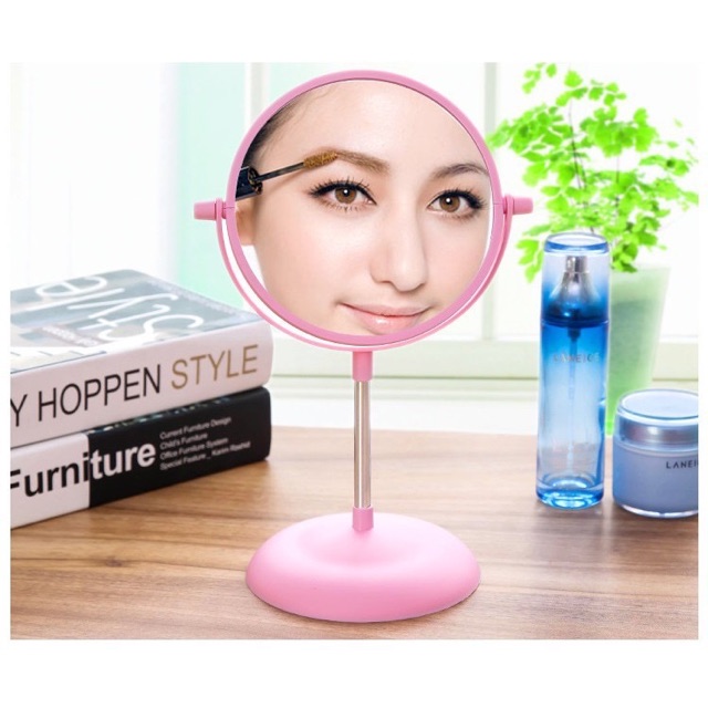 Gương trang điểm 2 mặt để bàn xoay 360 độ