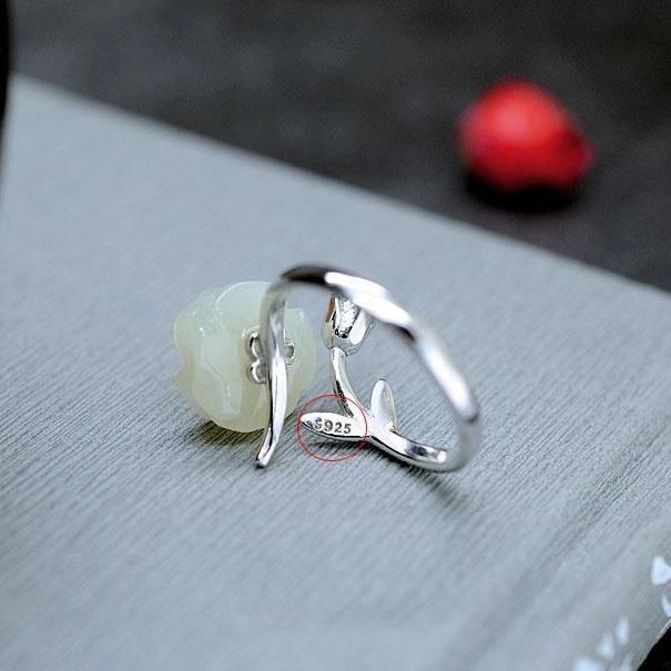 PANAOBEN ♥ sterling silver 925 rings for women vintage cute rings men Korean Fashion Accessories couple ring Korean Fashion Fake Gemstone Flower Shaped Metal Ring