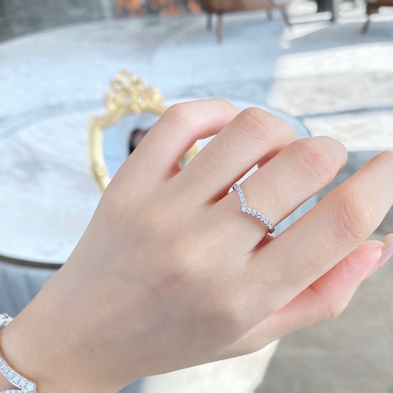925 Silver Plated Ring With Artificial Diamonds Korean Style Fashion