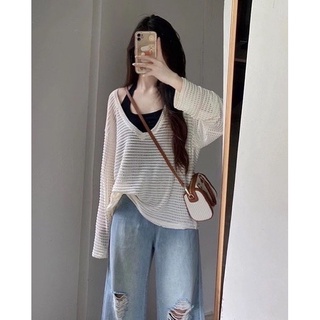 SET ÁO LƯỚI ULZZANG KÈM YẾM (ảnh thật)