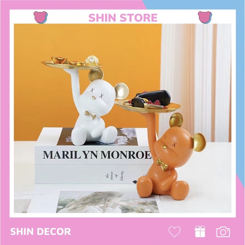 Khay Đựng Trang Sức/chìa khoá Hình Chú Gấu Dễ Thương Để Bàn Trang Trí Nhà Cửa - SHIN STORE