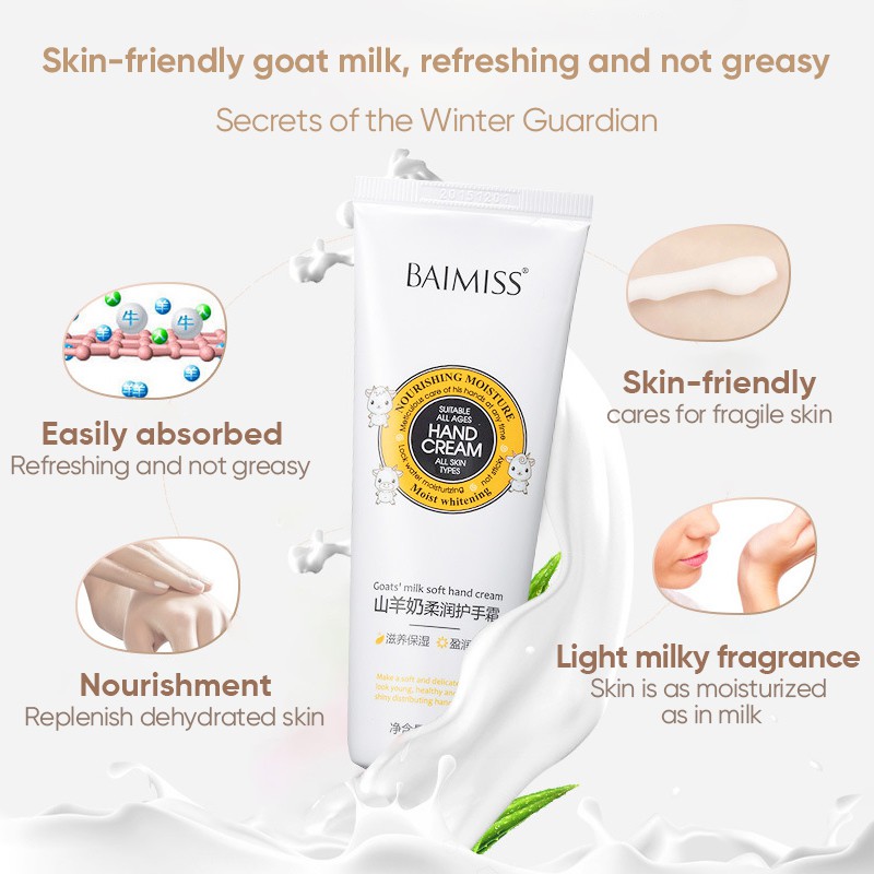 Kem dưỡng da tay sữa dê BAIMISS giúp dưỡng ẩm nuôi dưỡng 8g | BigBuy360 - bigbuy360.vn