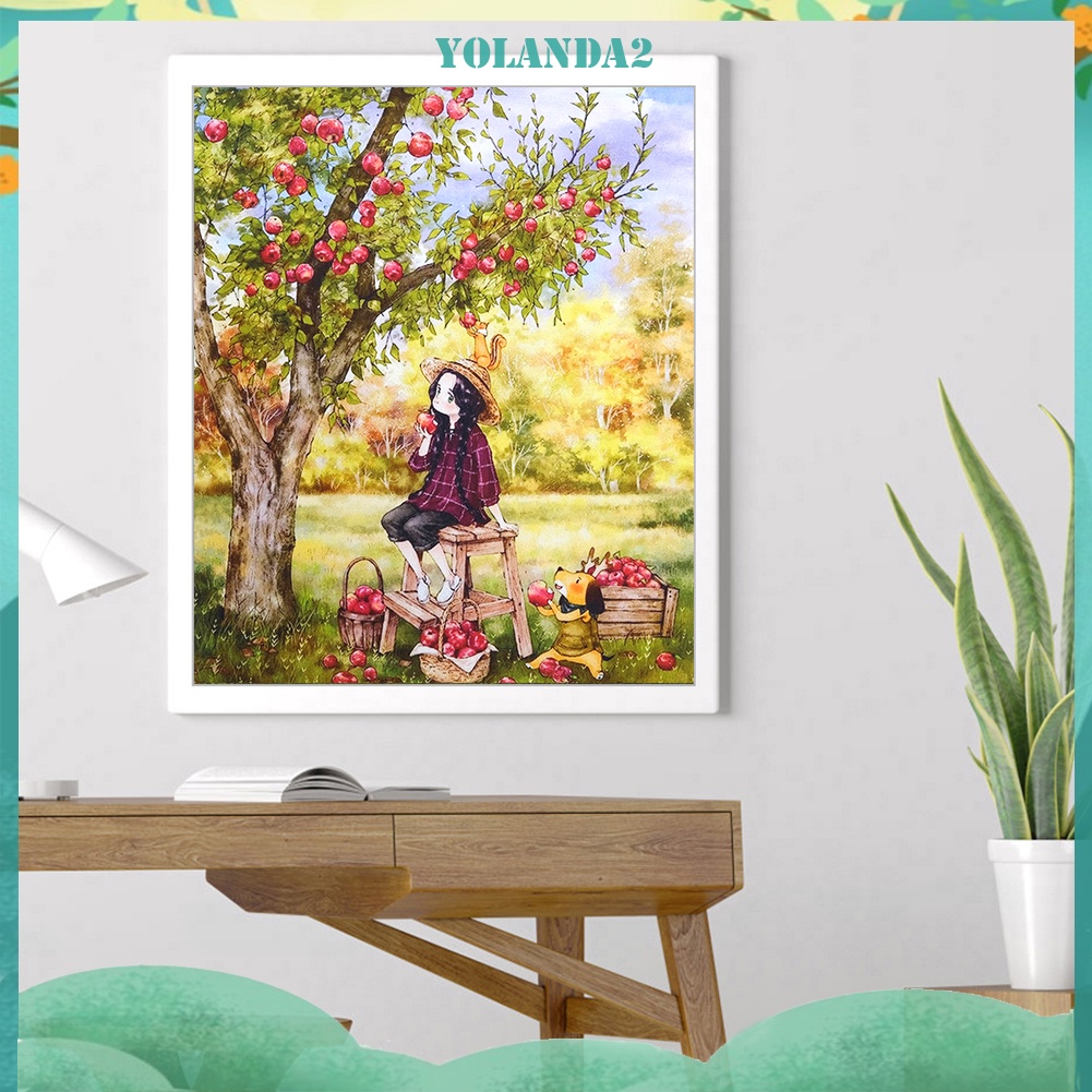 Tranh thêu chữ thập hình cây táo 11ct kèm phụ kiện