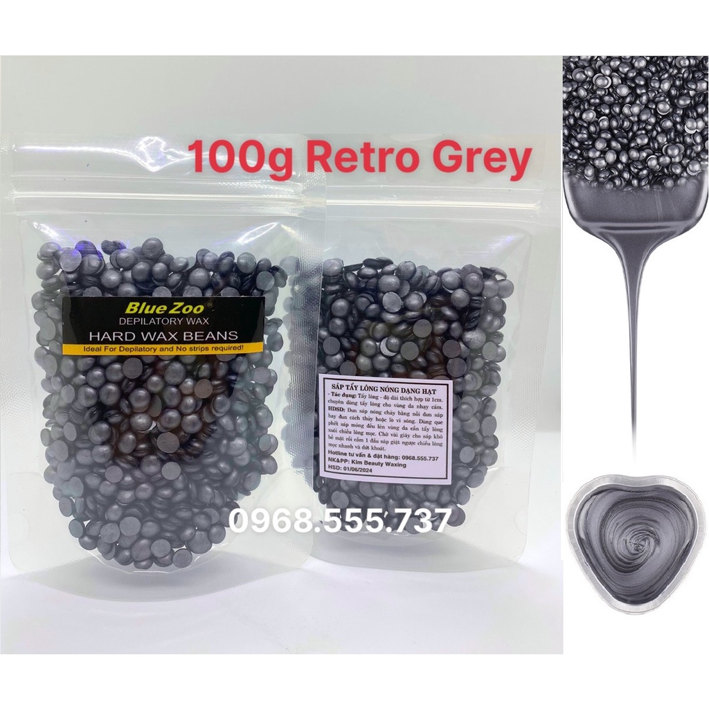 100g Sáp wax lông Bluezoo Retro  Premier Than tre dưỡng trắng da và ngăn ngừa kích ứng trên da