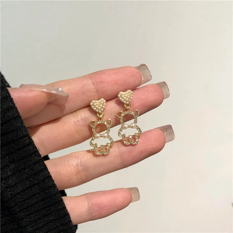 Khuyên Tai Hình Gấu Đính Đá Dễ Thương Cho Nữ