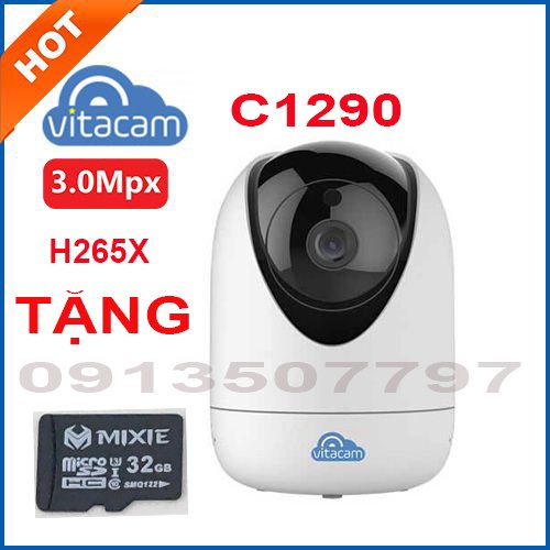 Camera giám sát vitacam C1290-c, C600C VITACAM C1290-C, C600C TẶNG THẺ NHỚ - ĐỘ PHÂN GIẢI 3MPX - ĐỘ NÉT 2K - New 2022