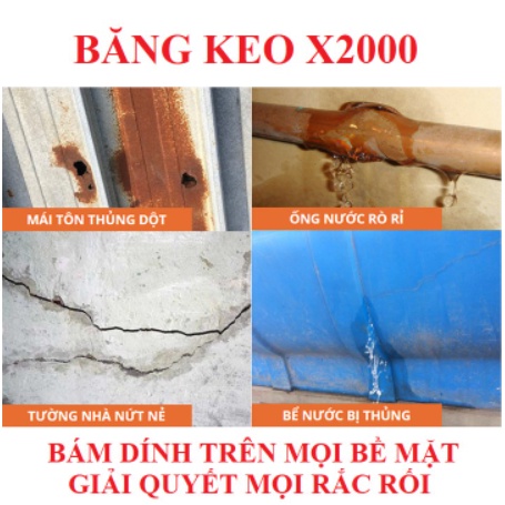 {KHỔ 5CM} Băng keo X2000 siêu dính chống thấm, sử dụng trên mọi bề mặt và thời tiết