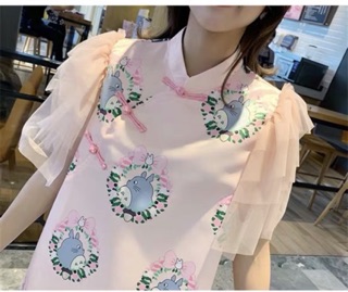 Đầm chữ A tay ren xoè