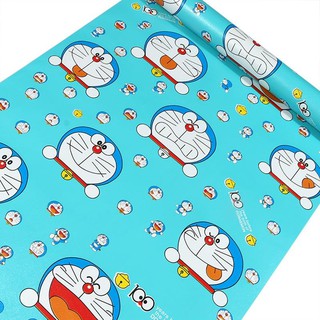 1 mét giấy dán tường khổ rộng 45cm họa tiết Doremon chuông vàng - có keo sẵn