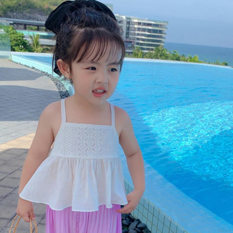 Áo Hai Dây Màu Trơn Chất Liệu Thoáng Khí Thoải Mái Cho Bé Gái