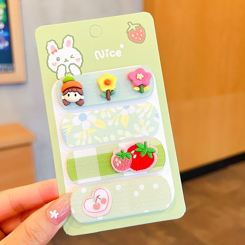 Bộ Kẹp Tóc Họa Tiết Hoa Hoạt Hình Dễ Thương Thời Trang Mùa Hè Cho Bé Gái