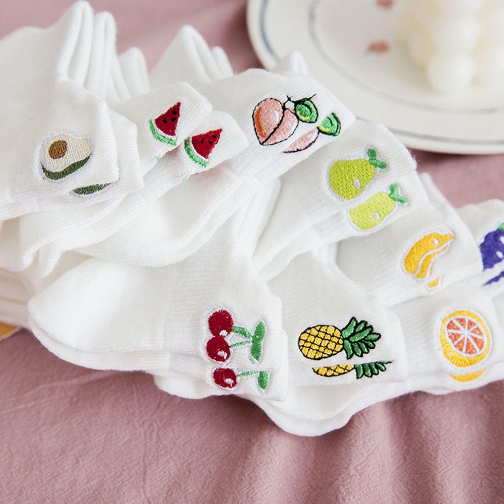 Vớ Cotton Mềm Cổ Thấp Thoải Mái Thêu Hình Trái Cây Cho Tuổi Teen