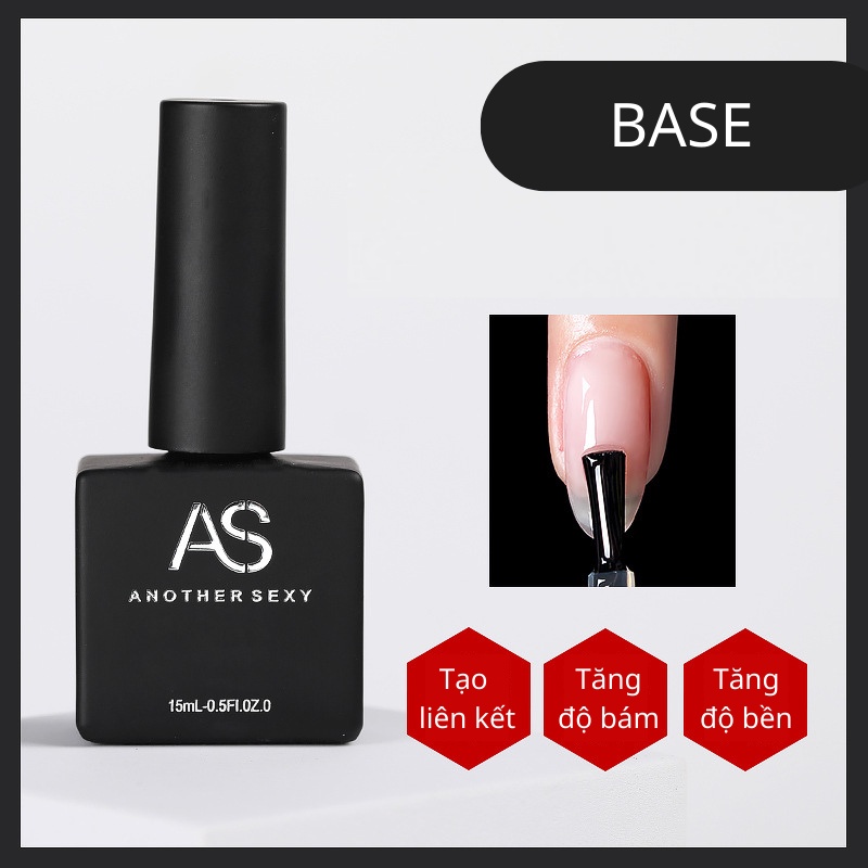 Sơn móng tay gel base top AS bóng cường lực cứng móng lỳ top ẩn gel loang VUA SƠN AS 15ml