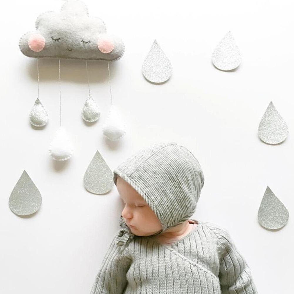 Đám mây nỉ trang trí phòng em bé Lều trang trí giọt mưa treo tường kiểu Bắc Âu
