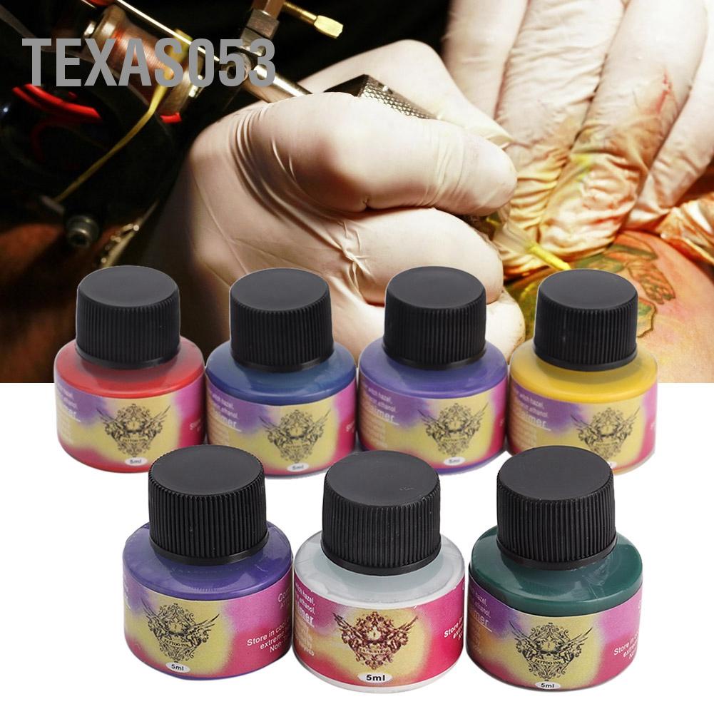 Hàng Sẵn Bộ 7 màu Mực Hình xăm lâu dài cho người mới bắt đầu【Texas053】