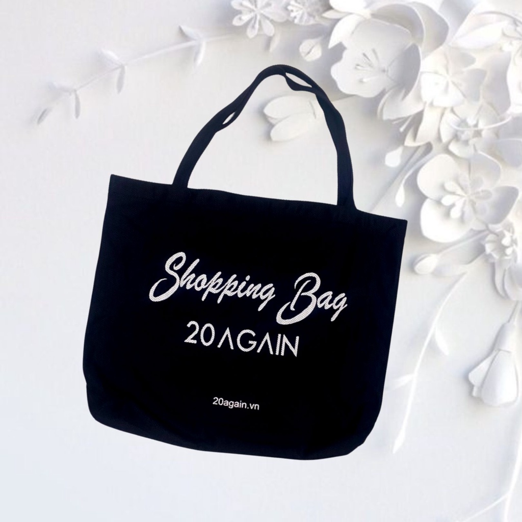 Túi vải lưới 20AGAIN Phong Cách Hàn Quốc chữ SHOPPING BAG PXA005
