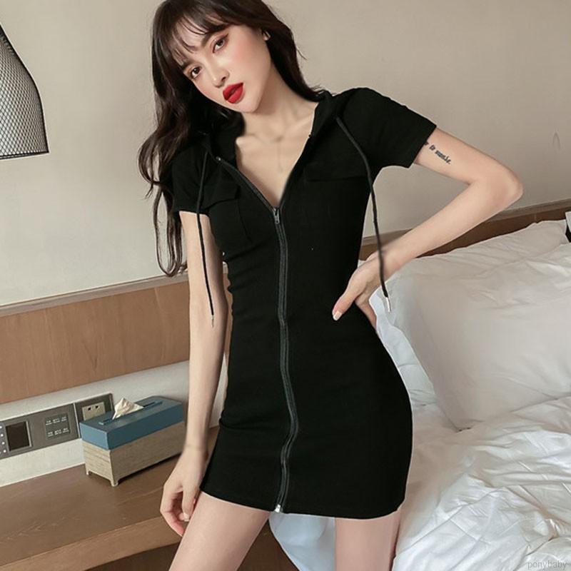 Nữ Hàn Quốc Áo khoác dạ dáng suông ngắn thường phục Bodycon Mini Dress