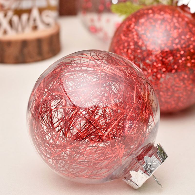 Bộ 30 quả châu bằng nhựa trong suốt kích thước 6cm chuyên dụng trang trí cây thông Noel