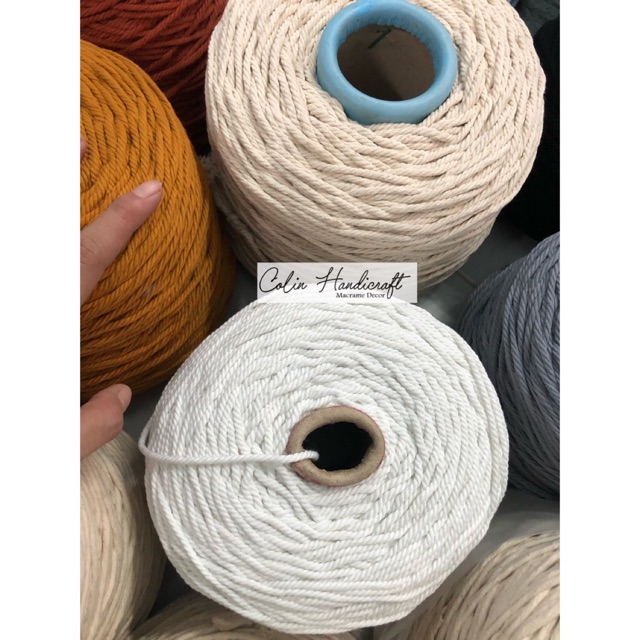 1kg  dây thừng cotton trắng tinh, trắng ngà, kem size 3mm/4mm/5mm ( kèm ảnh thật và video)