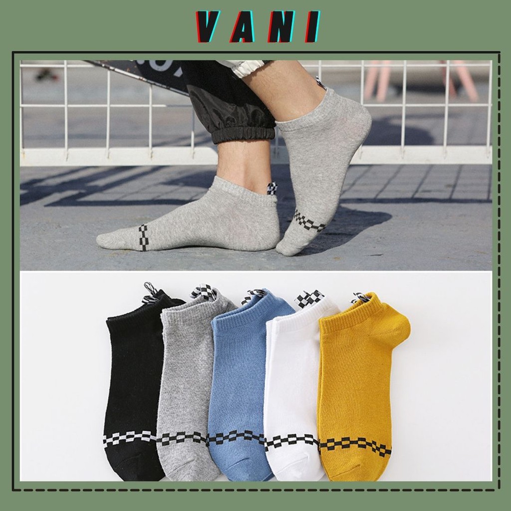 Tất Vớ Cổ Ngắn Nam Nữ Mẫu Sọc Caro, Chống Hôi Chân, Thấm Hút Mồ Hôi - Vani Store [TAT00065]