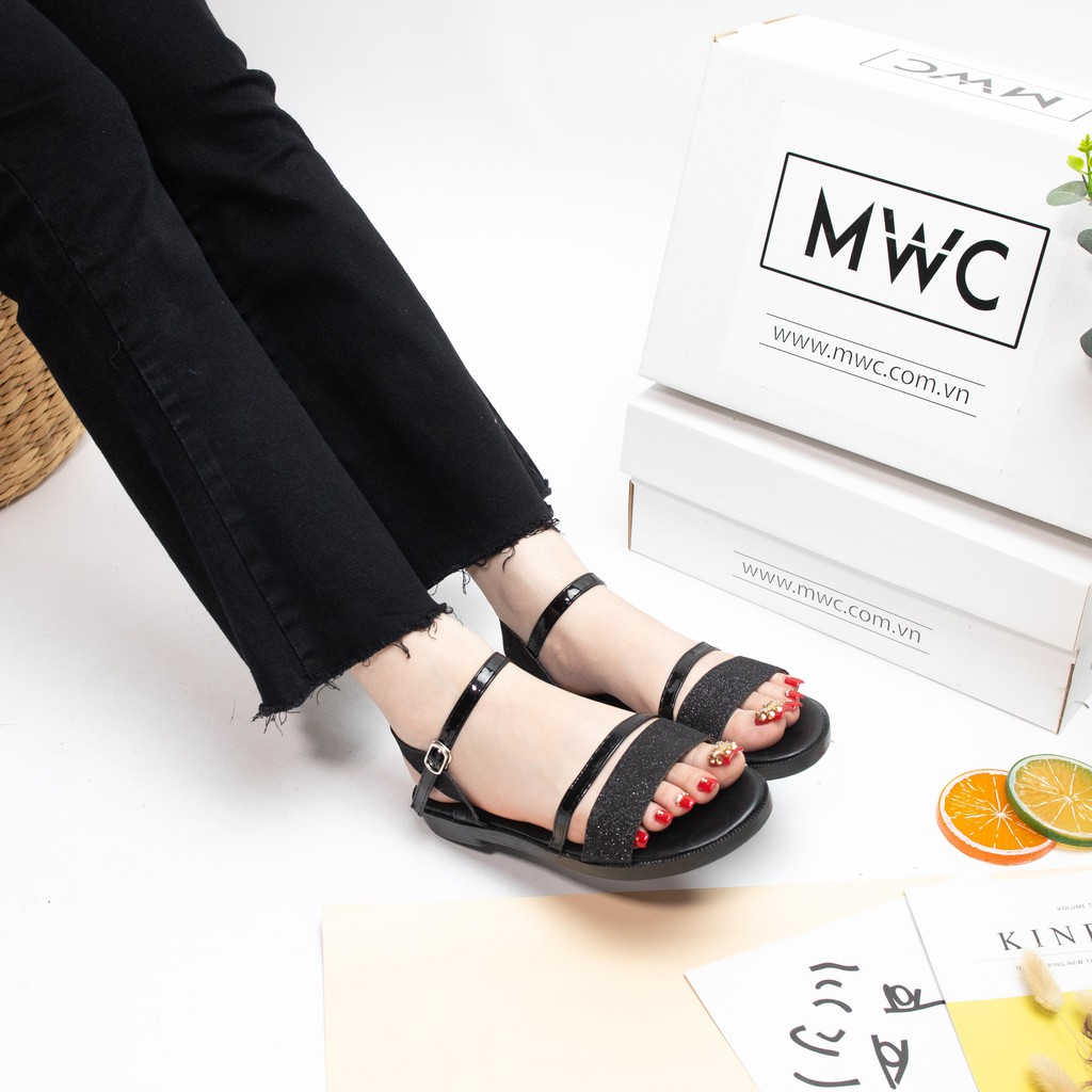 Giày sandal nữ quai kim tuyến cách điệu MWC NUSD- 2664