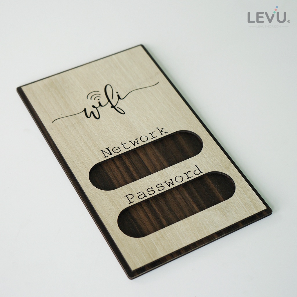 Bảng gỗ decor vintage ghi thông tin wifi trang trí quán chính hãng LEVU