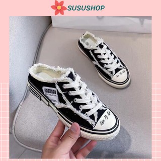 Giày sục rách đế trắng độn đế 3cm - 4cm tăng chiều cao chống mùi hôi