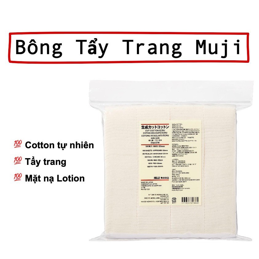 Bông Tẩy Trang MUJI Hữu Cơ Nhật Bản | Tẩy Trang MUJI Organic Cotton (Nhiều Loại) Japmallofficial