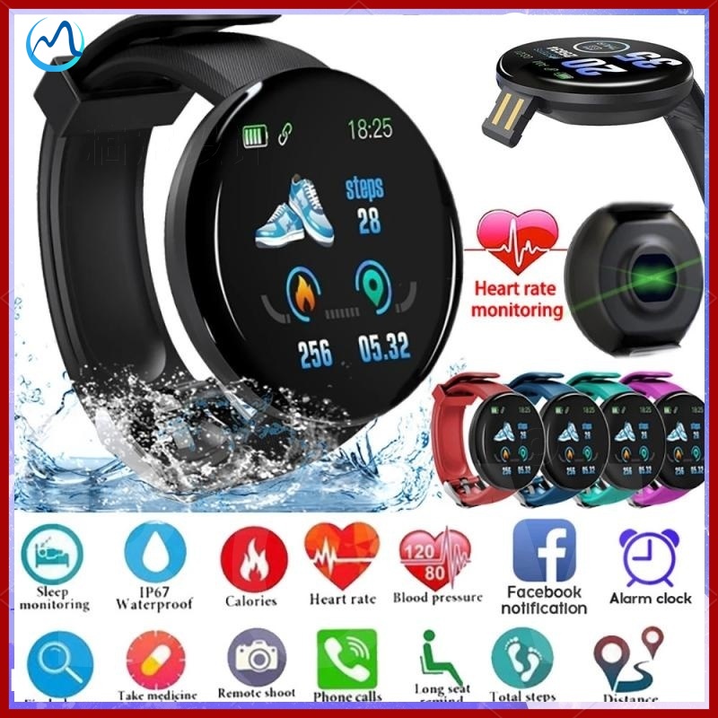 Đồng hồ thông minh D18/D20 bluetooth phong cách thể thao chống nước mặt tròn cho nam