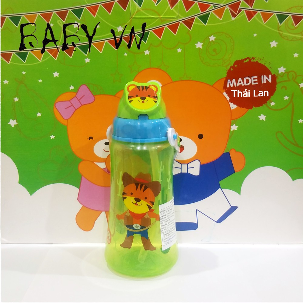 Bình nước cho bé , Bình nước có dây đeo cho bé 360ML , HC116