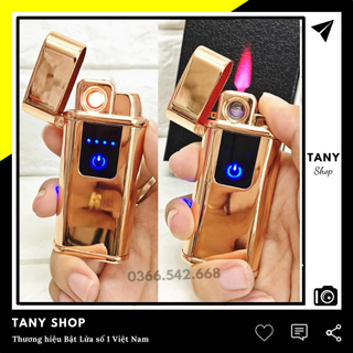 Hột quẹt - Bật-Lữaa Cảm ứng vân tay 2 chế độ (Điện và Ga) bằng Kim Loại Bóng sáng rất đẹp - TANY SHOP EL11