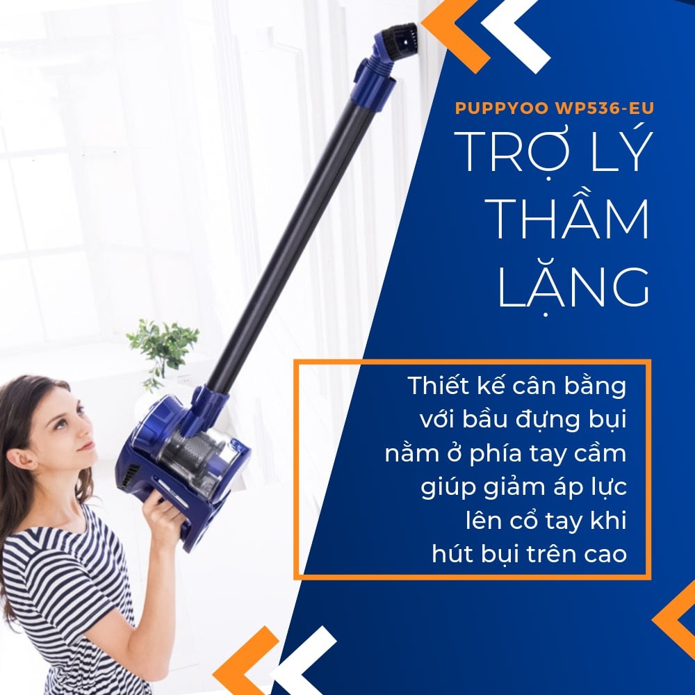 Máy hút bụi cầm tay không dây PUPPYOO WP536 đa năng gia đình mini pin sạc - HN